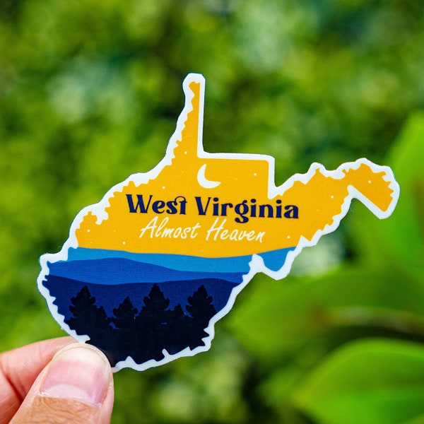 West Virginia Sticker, Weatherproof Vinyl for Car, Laptop, Scrapbook, Travel Souvenir, Luggage Tag, Gifts for Friends