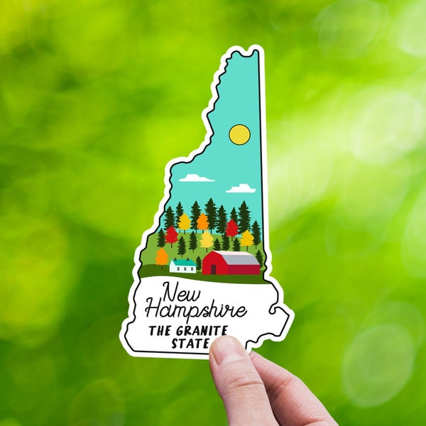 New Hampshire Sticker Travel Journal New England Vacation Decal Souvenir for Traveler Gift for Friends Nature Foliage Sticker for Scrapbook