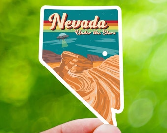 Nevada Sticker for Laptop Decal, United States Sticker for Water Bottle, Desert Landscape Sticker for Hiker, Travel Souvenir Gift, Die-Cut