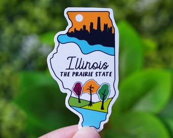 Illinois Sticker Vinyl , For Laptop Scrapbook, Journal, Macbook, Iphone, Travel Stickers, Chicago Souvenir Gift for Friends Windy City State