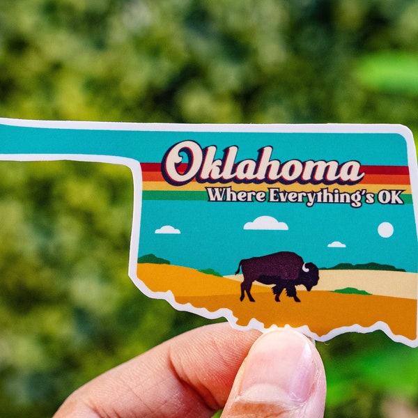 Oklahoma Sticker Vinyl, Laptop Stickers, Car Bumper Decal, Gifts for Friends, Travel Gift, Oklahoma Souvenir, US State Stickers