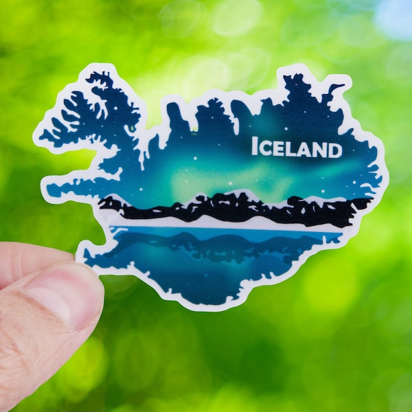 Iceland Sticker, Travel Vacation Sticker, Iceland Northern Lights, Europe Decal for Car, Stickers for Laptop, Reykjavik Souvenir Gift