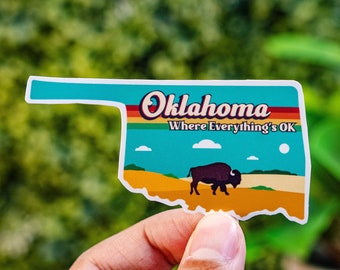 Oklahoma Sticker Vinyl, Laptop Stickers, Gifts for Friends, Travel Gift, Oklahoma Souvenir, US State Stickers