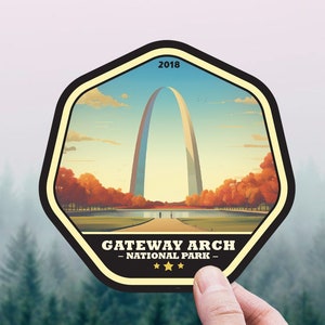Gateway Arch National Park Sticker, Missouri Travel Gift for Hiker, St. Louis Decal, Laptop, Water Bottle, Hydroflask, Vacation Souvenir