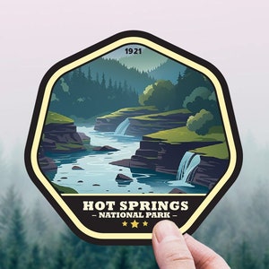 Hot Springs National Park Sticker, Arkansas Nature Gift for Hiker Traveler, Sticker for Water Bottle, Hydroflask, Laptop, Ouachita Mountains
