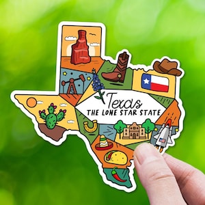 Texas Sticker Vinyl Glossy, For Laptop Scrapbook Macbook Phone Case Souvenir Decal, Gifts for Friends, Travel Sticker, Luggage Decal