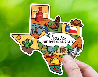 Texas Sticker Vinyl Glossy, For Laptop Scrapbook Macbook Phone Case Souvenir Decal, Gifts for Friends, Travel Sticker, Luggage Decal