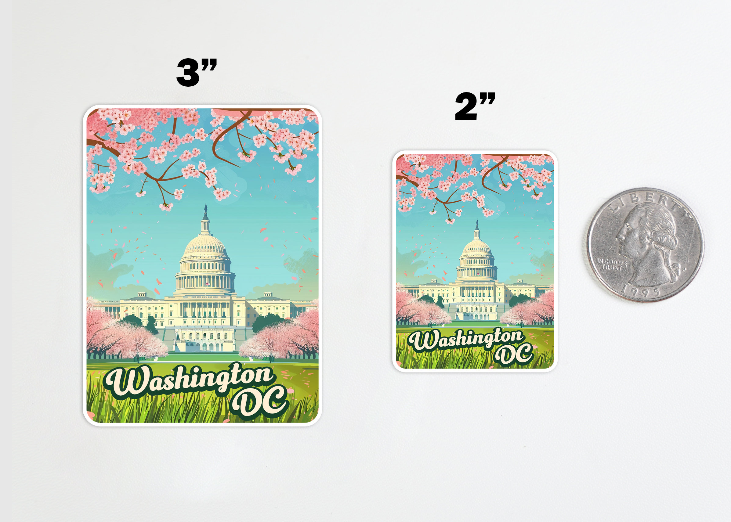 Washington DC Sticker, US Capitol Cherry Blossom Spring Decal, USA ...