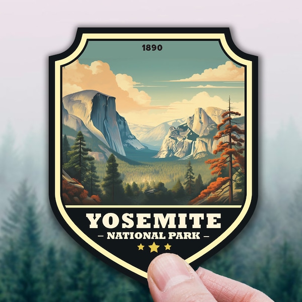 Yosemite Sticker National Park Badge California Sticker for Traveler, Hiker Gift for Laptop, Hydroflask, Landscape Art Nature, Phone Case