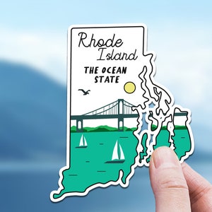 Rhode Island Sticker, Glossy Stickers for Laptop, Hydroflask, Scrapbook, Travel Journal, Car, Souvenir, Gift for Friends