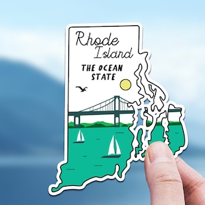 Rhode Island Sticker, Glossy Stickers for Laptop, Hydroflask, Scrapbook, Travel Journal, Car, Souvenir, Gift for Friends