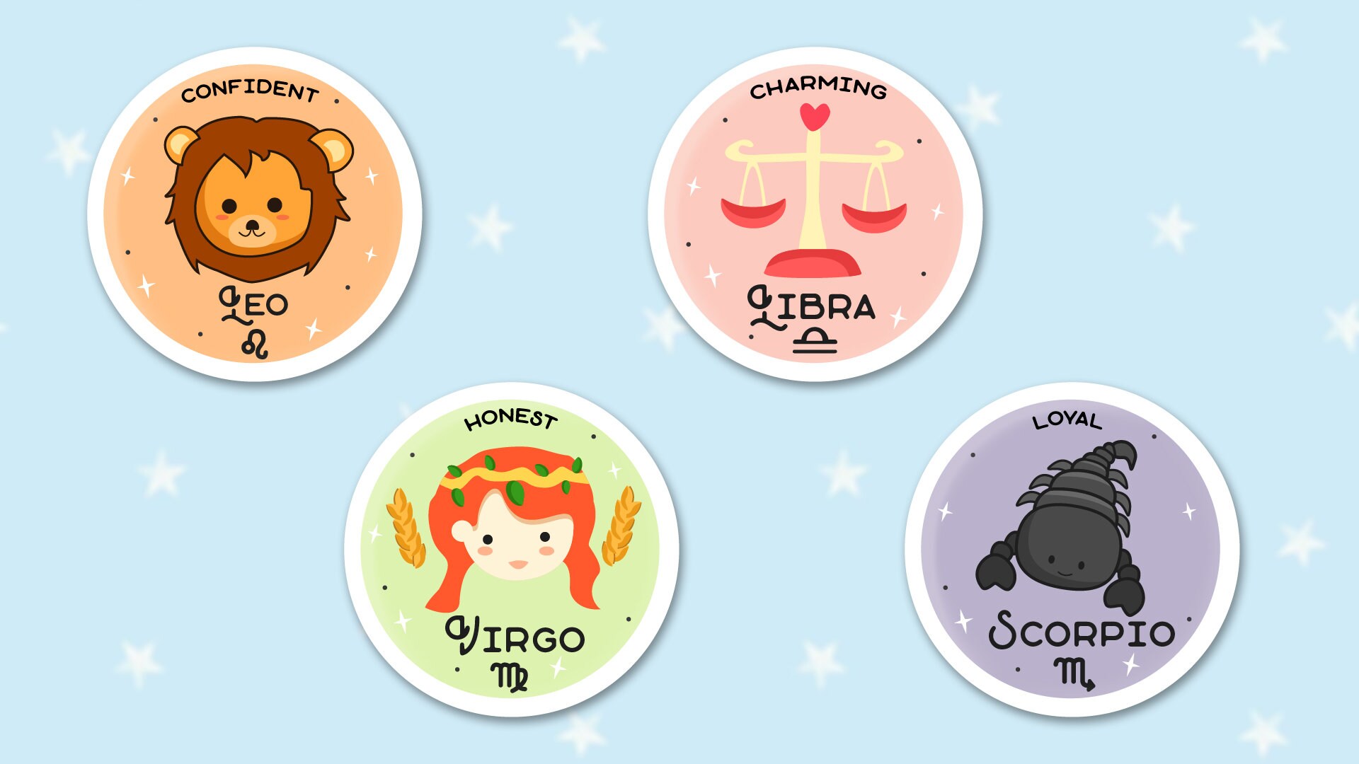 Zodiac Stickers Cute for Astrology Lovers Gift for Zodiac Etsy