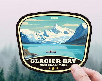 Glacier Bay Sticker, Alaska National Park, Nature Gift for Hiker, Stickers for Laptop, Waterbottle, Vacation Travel Scrapbook, Mountain Snow