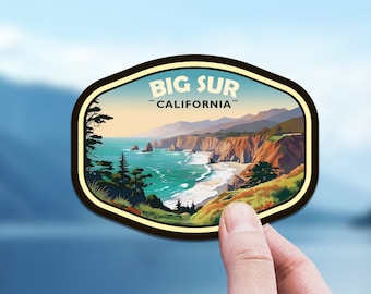 Big Sur California Sticker Travel Vacation Souvenir Scrapbook Journal Gift Outdoor Nature Mountains Waterproof for Hydroflask Laptop Hike