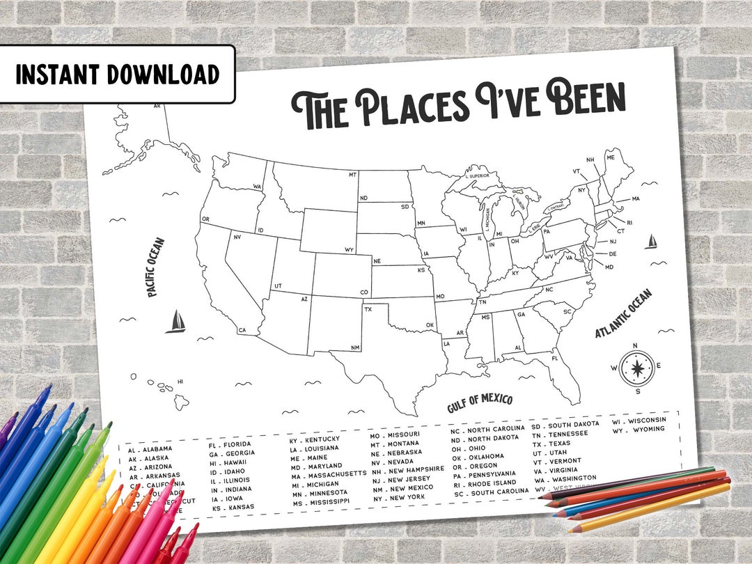 Printable US Map, Places I've Been Map Bundle, Travel Map Tracker