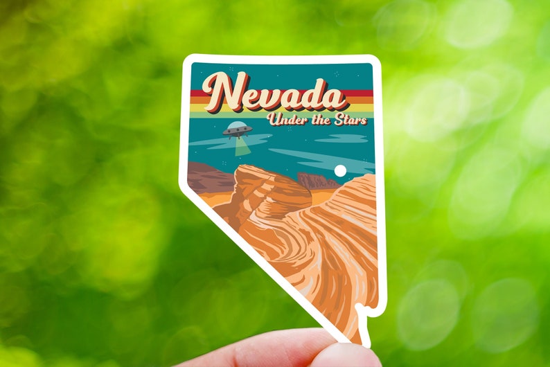 Nevada Sticker for Laptop Decal, United States Sticker for Water Bottle, Desert Landscape Sticker for Hiker, Travel Souvenir Gift, Die-Cut image 1