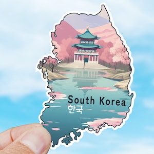 South Korea Sticker, Korean Culture Car Decal, Sticker for Car, Laptop, Hydroflask, Cherry Blossom, Asian Temple, Seoul Sticker, Seoul Gift