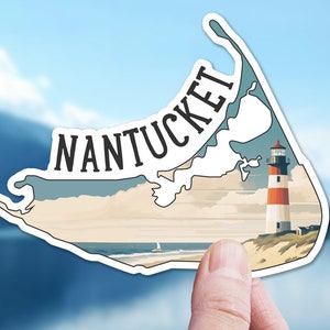 Nantucket Sticker Massachusetts Travel Gift for Friends, Scrapbook Art, Destination Journal Decal for Laptop, Water Bottle, Hydroflask