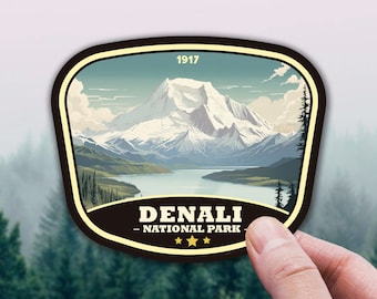 Denali National Park Sticker Decal, Alaska Sticker for Laptop, National Park Gift for Hiker, Vacation Travel Sticker, Adventure Gift