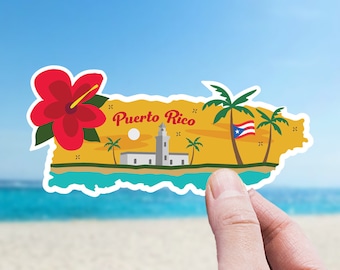 Puerto Rico Sticker for Laptop, Phone Case, Scrapbook, Journal Sticker Puerto Rico Gift for Friends, Tropical Island, Vacation Souvenir