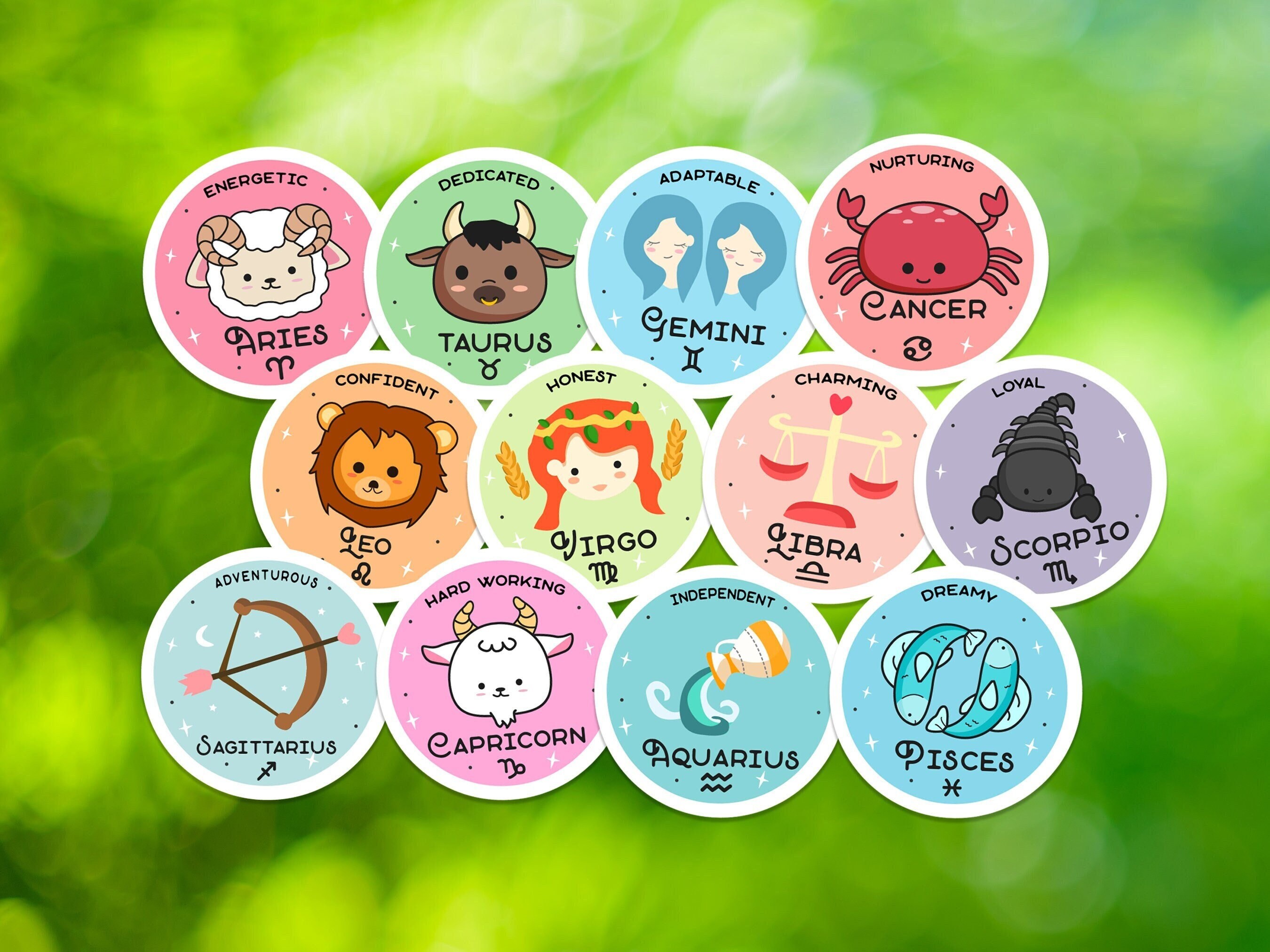 Zodiac Stickers Cute for Astrology Lovers Gift for Zodiac Etsy