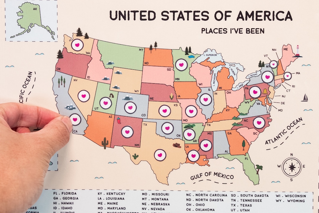 Places I've Been Map US Travel Map Progress - Etsy