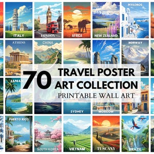 Pôster de arte de parede de viagem pelo mundo para escritório em casa, decoração de sala de estar, arte para impressão, digital, estilo retrô vintage, paisagem externa