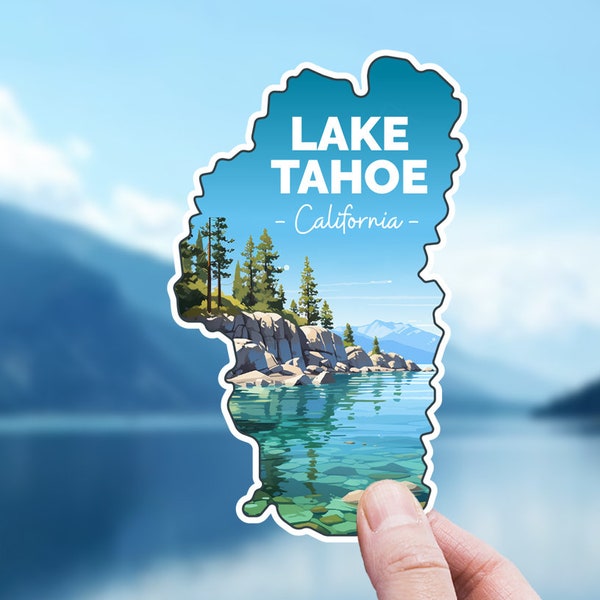 Lake Tahoe Sticker, California Decal Travel Souvenir Art, Water Bottle Laptop, Mountain Nature Outdoor, Scrapbook Project, Gift for Friends