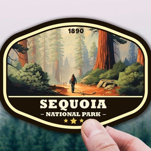 Sequoia National Park Sticker Badge for Travel Journal Decal for Hydroflask, Hiking Art, Gift for Friends, California Nature Adventure