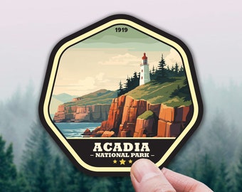 Acadia National Park Sticker, Acadia Sticker Decal, Maine State Souvenir, National Park Decal Gift for Hikers, Traveler, Explorer Sticker