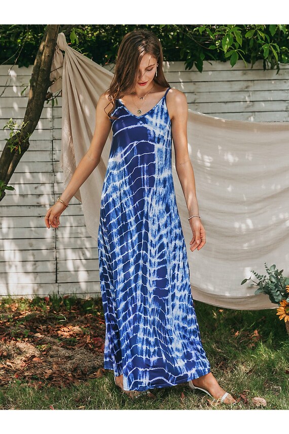 Tie-dye Spaghetti Strap Maxi Dress 