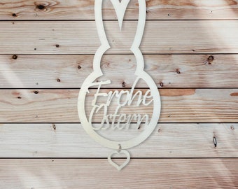 Door sign Happy Easter Easter Bunny with Heart Laser Cut File SVG DXF