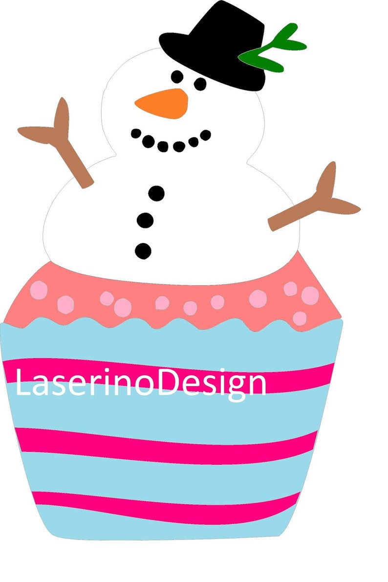 Snowman Cupcake BMP SVG DXF Png Stand or Application for - Etsy