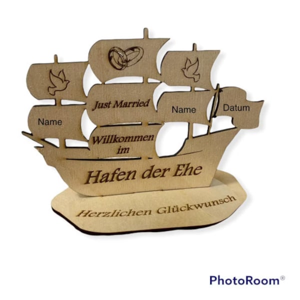 Schiff Hafen der Ehe Hochzeit Geschenk Laser Cut DXF SVG File