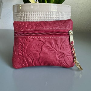 Pochette pour pièces de monnaie / Portefeuille en cuir véritable repoussé à la main / Pochette en cuir gaufrée à la main / Organiseur de sac à main
