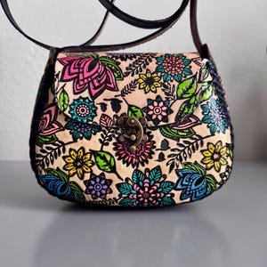 Hand Tooled Leather Crossbody Purse – Floral Mexican Artisan Bag, Adjustable Strap image 7