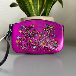 Bracelet floral en cuir repoussé à la main, sac en cuir mexicain véritable