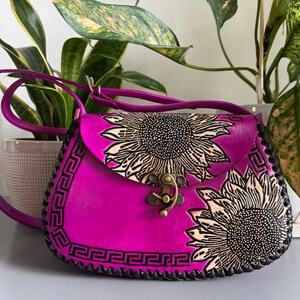 Mexican Embossed Pink Leather Bag - Etsy display picture 3
