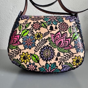 Hand Tooled Leather Crossbody Purse – Floral Mexican Artisan Bag, Adjustable Strap image 9