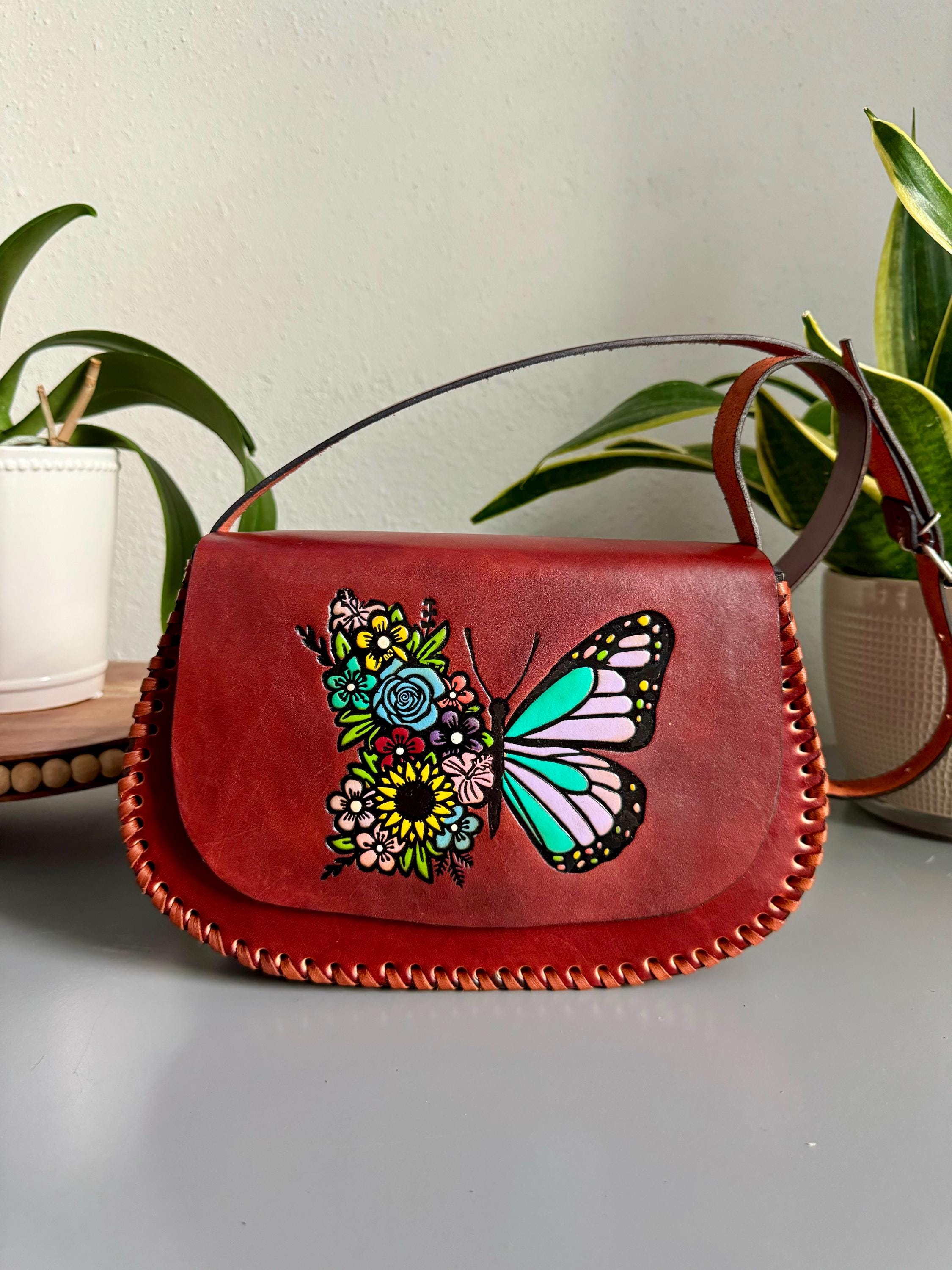 Colorful Butterfly‎ & Floral Embellished Leather Backpack Mexico display picture 1