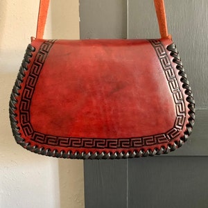 Leather Hand-Tooled Embossed Mexican Floral Handbag, Handmade Sunflower Purse, Artesanal Bag image 3