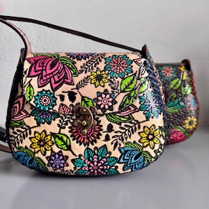 Hand Tooled Leather Crossbody Purse – Floral Mexican Artisan Bag, Adjustable Strap image 19