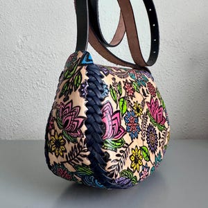 Hand Tooled Leather Crossbody Purse – Floral Mexican Artisan Bag, Adjustable Strap image 8