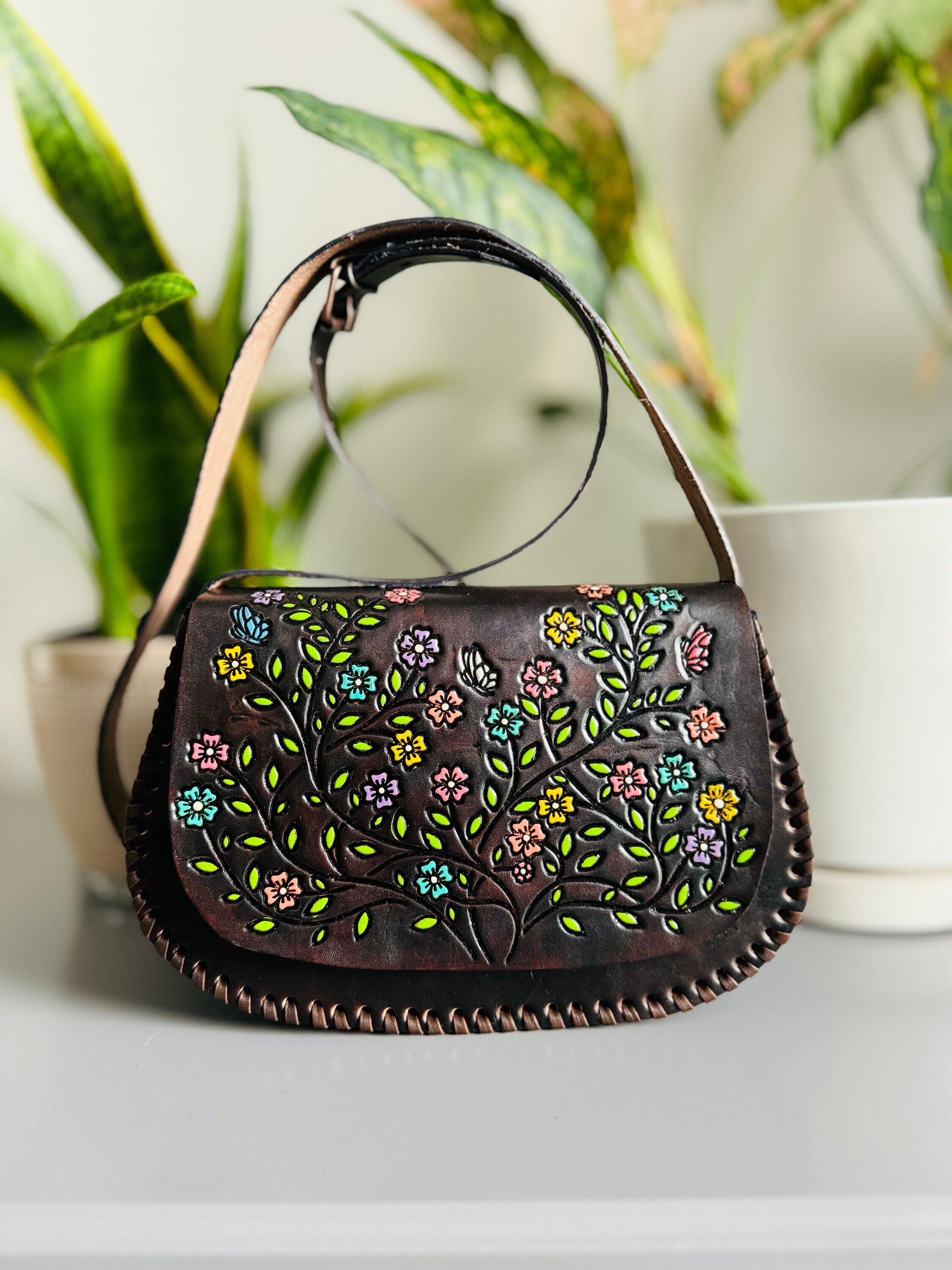 Embroidered Leather Bag Etsy Ireland