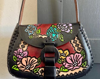 Handmade Tooled Leather Backpack: Mexican Floral Design - Etsy display picture 3