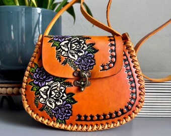 Leather Embossed and Hand-painted Artisan Backpack American Darling Western Leather Backpack – Genuine  main image 4