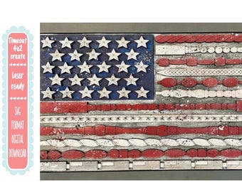 American Spindle Flag SVG, Unique Wood Look (Digital Download)