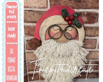Large Farmhouse Santa Head/ Christmas, door decor, wall decor /digital download