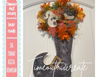 Witches Boot Door Decor/ Halloween,October, Fall, primitive/ digital download