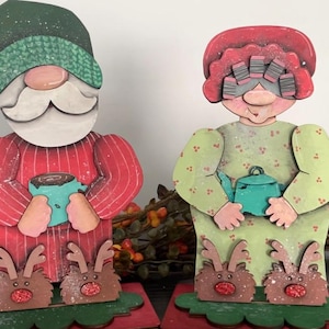 Nachtelijke heer en mevrouw Santa decor svg digitale download bestandsgrootte 5 1/2 x 10"